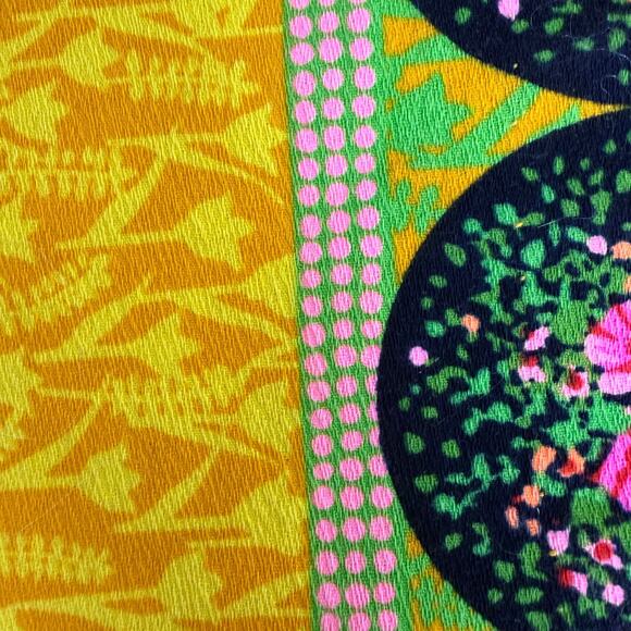 Vtg 60s Barkcloth Skirt Womens Multi Floral Slit Mr B Of California 37" Waist - Picture 9 of 10